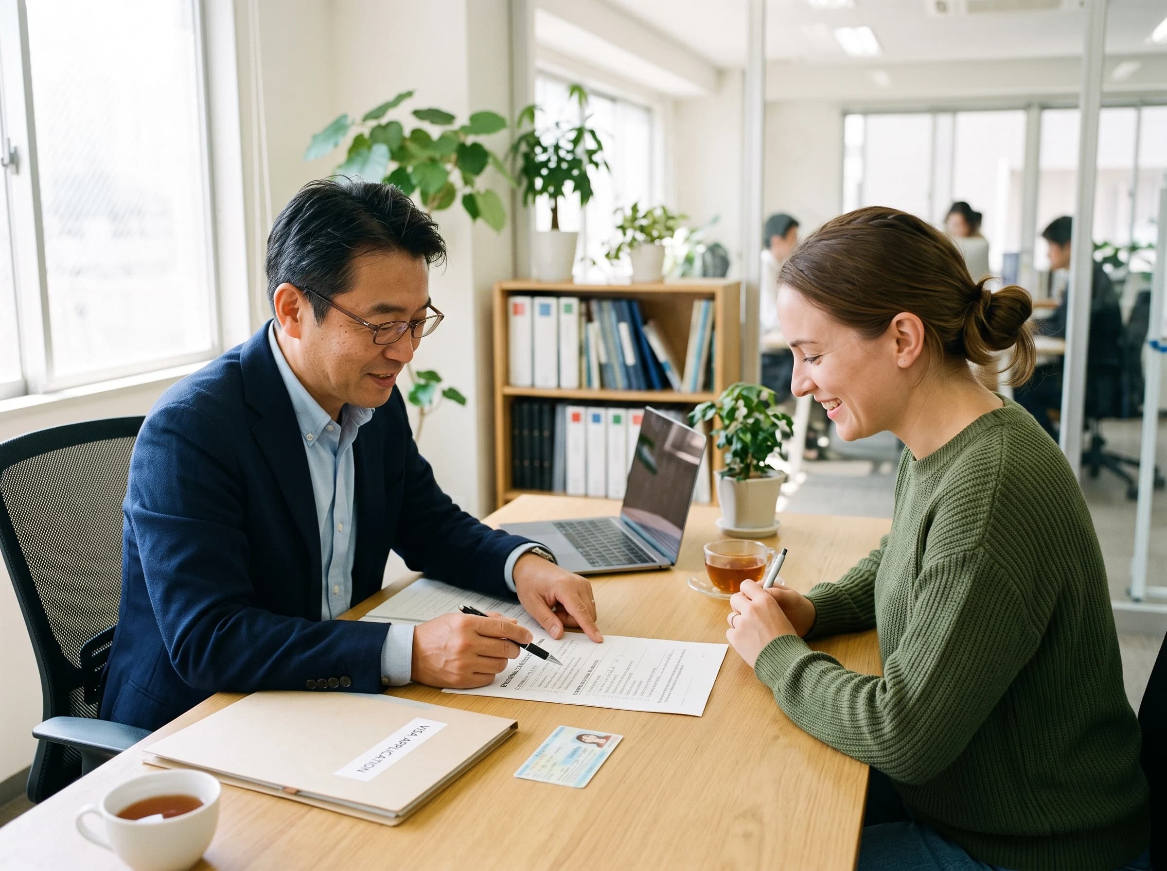 手続きを説明する行政書士
