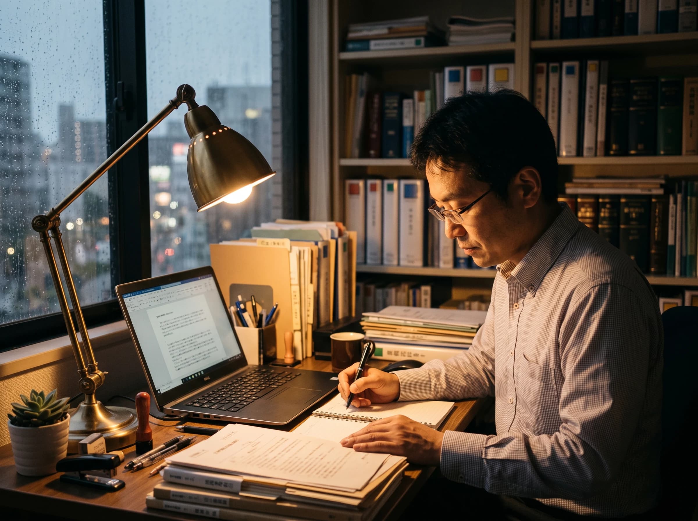 行政書士がブログ記事を執筆している様子